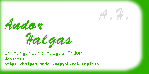 andor halgas business card